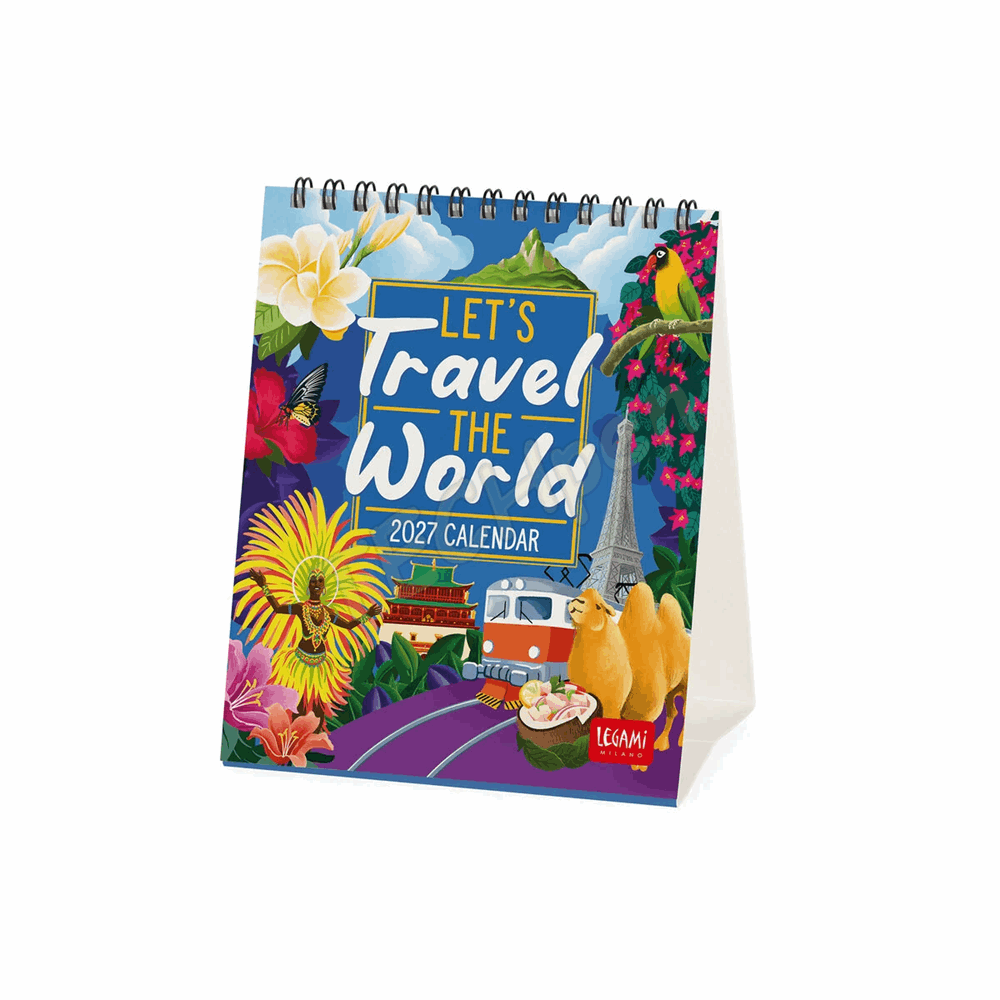 LEGAMI CAL270151 DESK CALENDAR 2027 - AROUND THE WORLD - LETS TRAVEL THE WORLD - 12X14.5