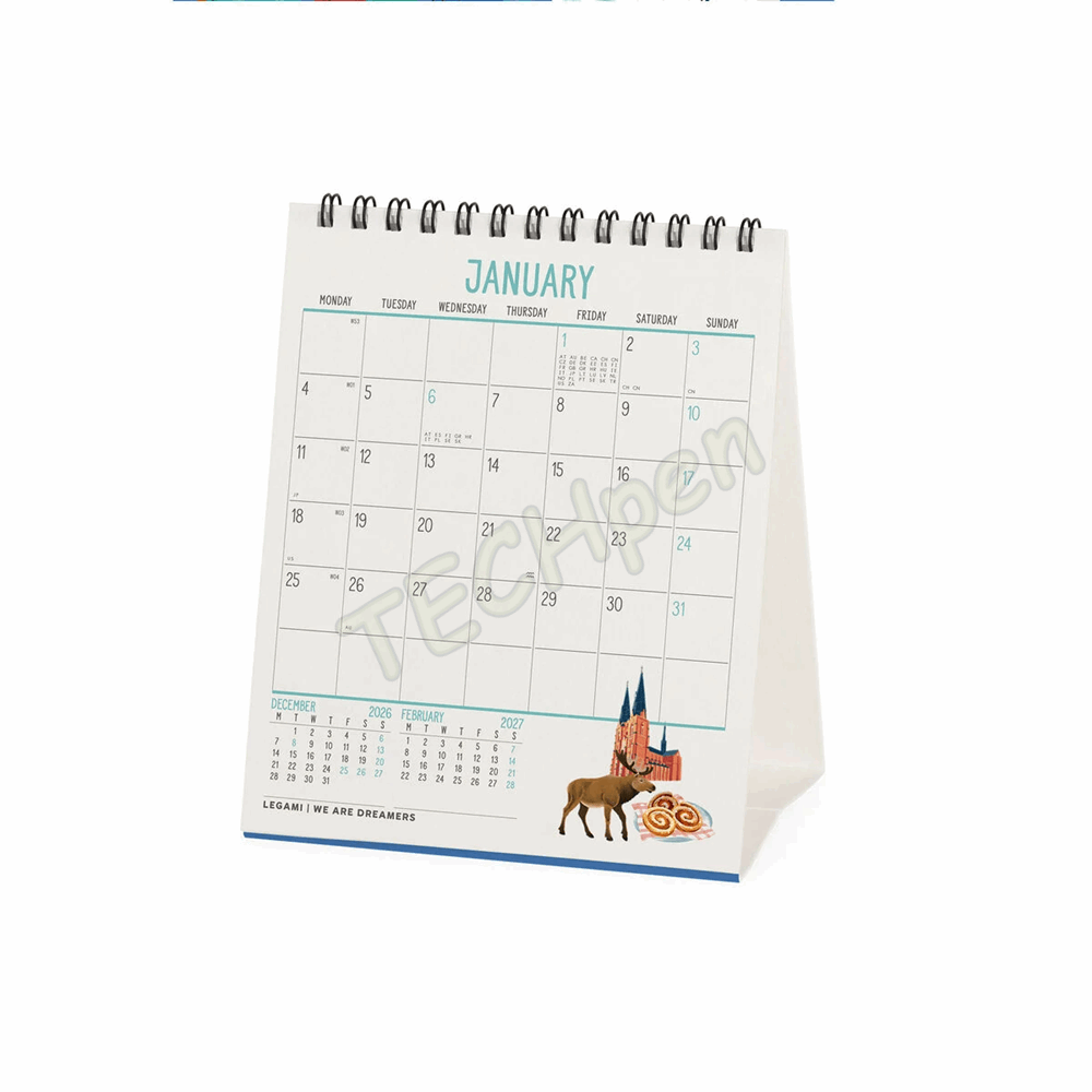 LEGAMI CAL270151 DESK CALENDAR 2027 - AROUND THE WORLD - LETS TRAVEL THE WORLD - 12X14.5