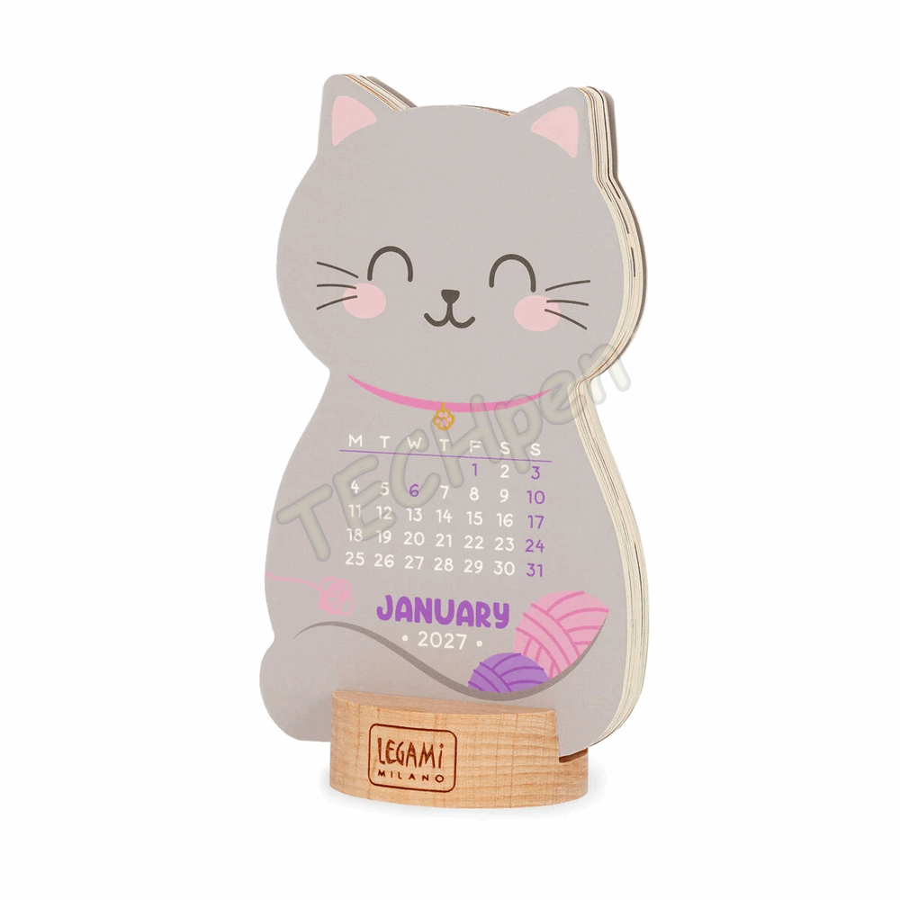 LEGAMI CALSH270169 SHAPED CALENDAR W.WOODEN BASE2027 - SHAPED CALENDAR WITH WOODEN BA - CA