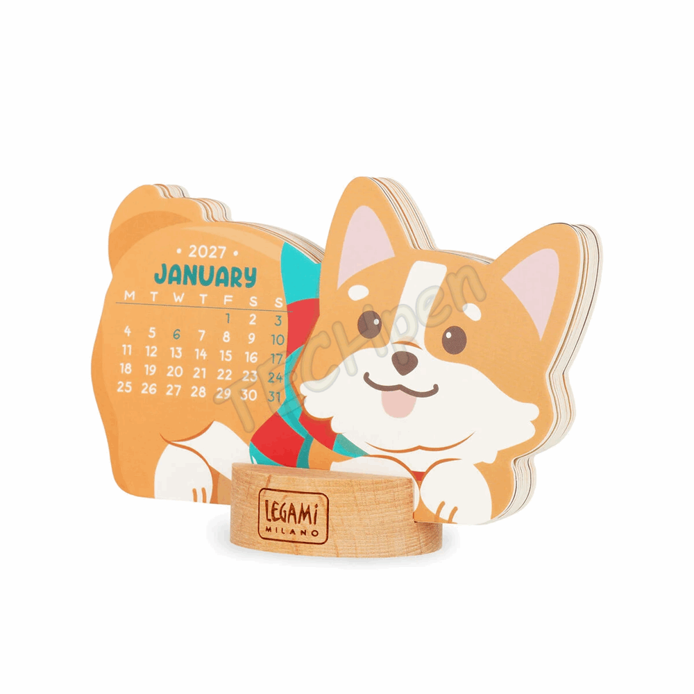 LEGAMI CALSH270170 SHAPED CALENDAR W. WOODEN BASE 2027 - SHAPED CALENDAR WITH WOODEN BA -