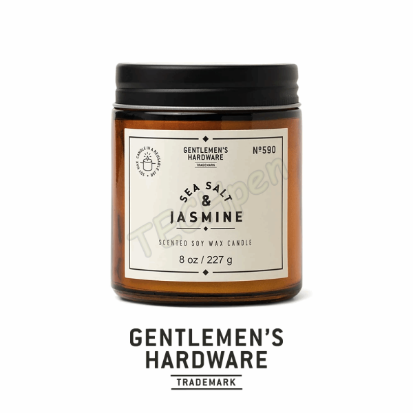 GENTLEMENS JAR CANDLE SEA SALT & JASMINE 8oz GEN590
