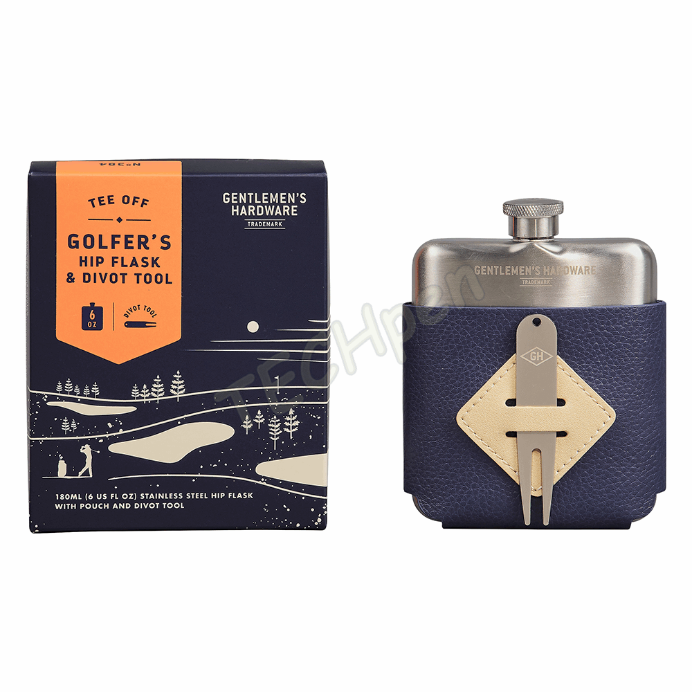 GENTLEMENS Golfer’s Hip Flask & divot tool set GEN384