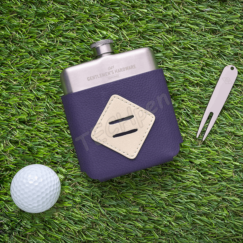 GENTLEMENS Golfer’s Hip Flask & divot tool set GEN384