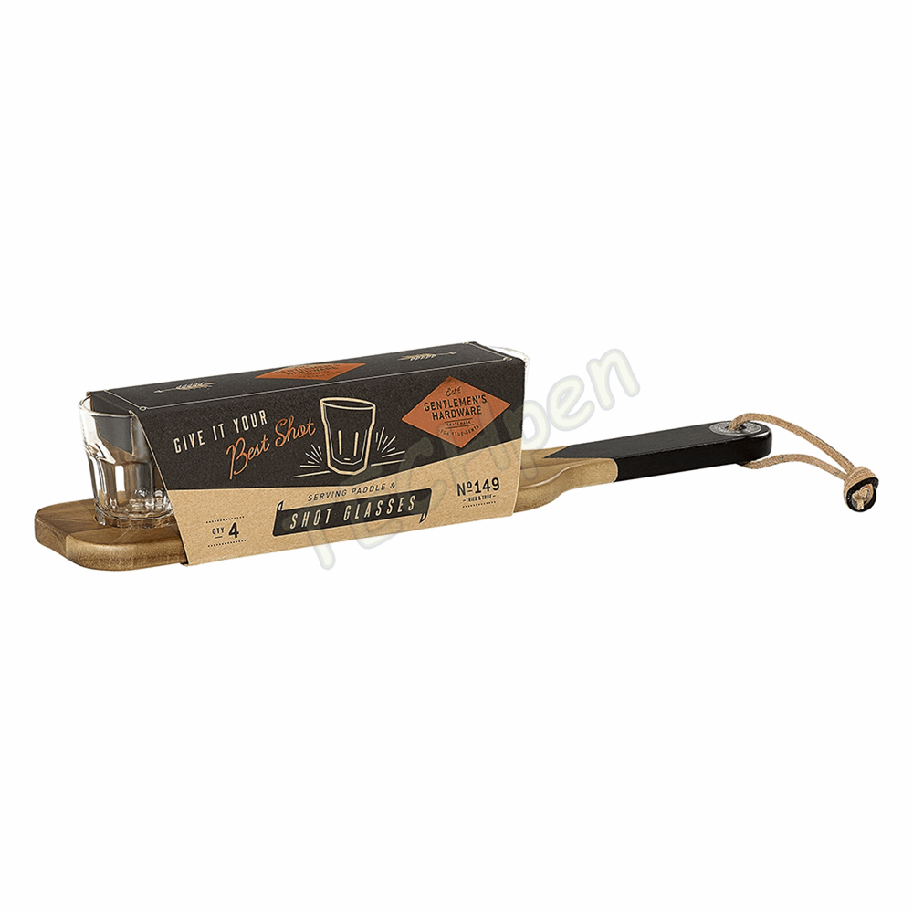 GENTLEMENS Serving Paddle & Shot Glasses GEN149