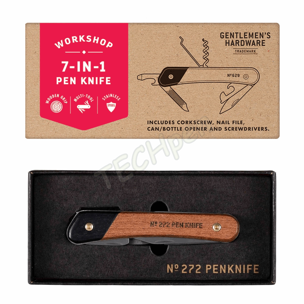 GENTLEMENS PEN KNIFE MULTI-TOOL KRAFT PACKAGING GEN629