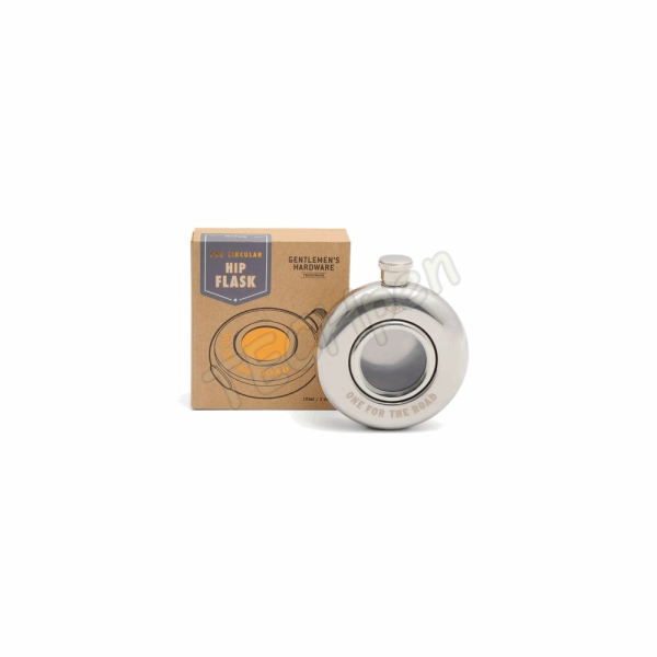 GENTLEMENS GEN749 ROUND HIP FLASK - ONE FOR THE ROAD 5 FL.OZ/135ML