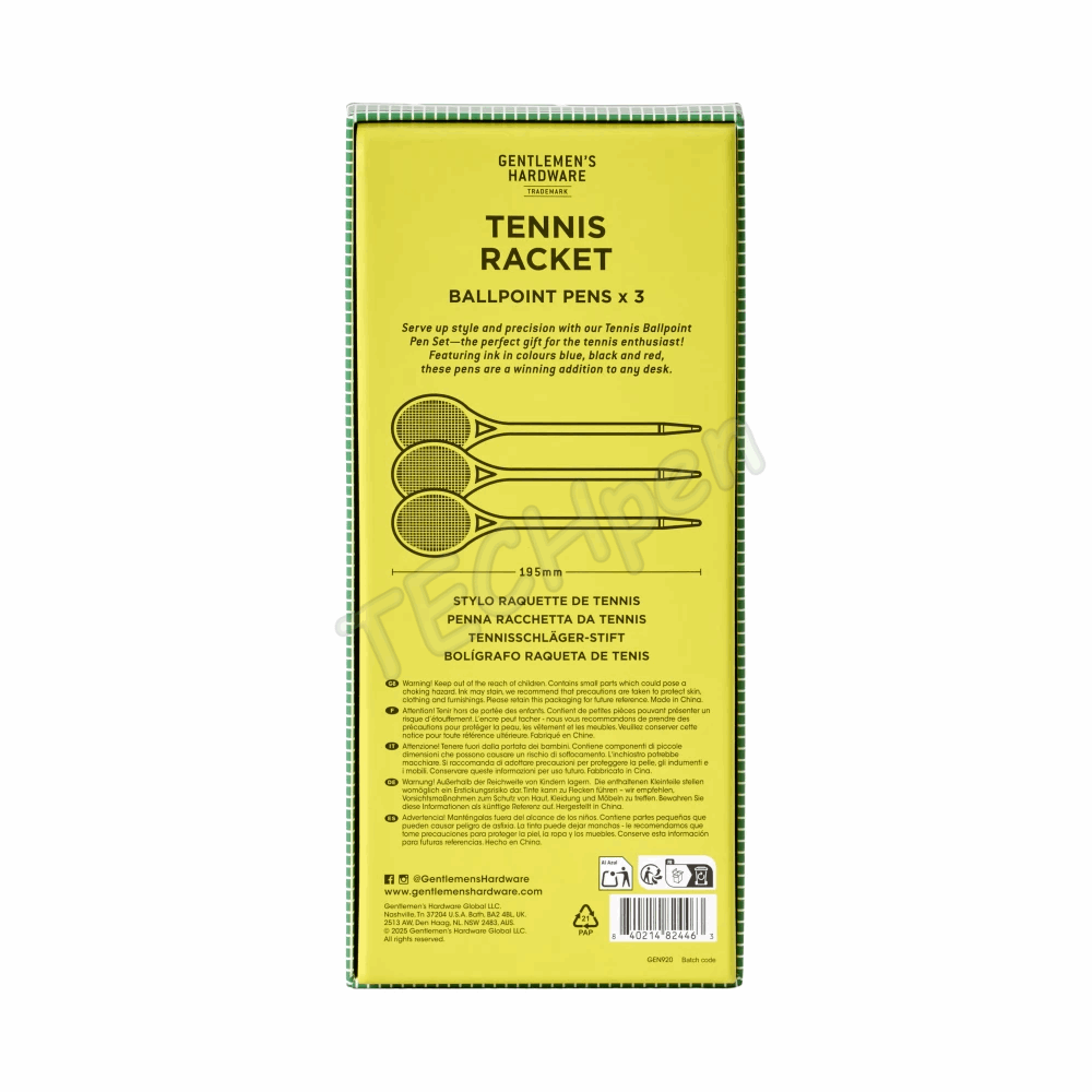 GENTLEMENS GEN920UK TENNIS RACKET BALLPOINT PENS (SET OF 3)