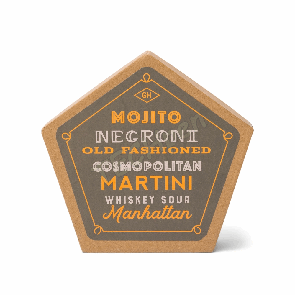 GENTLEMENS PU COASTER SET OF 4 - COCKTAIL GEN642