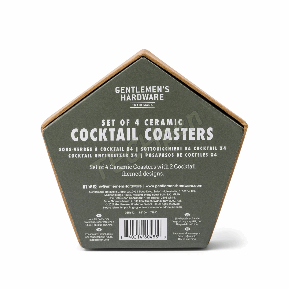GENTLEMENS PU COASTER SET OF 4 - COCKTAIL GEN642