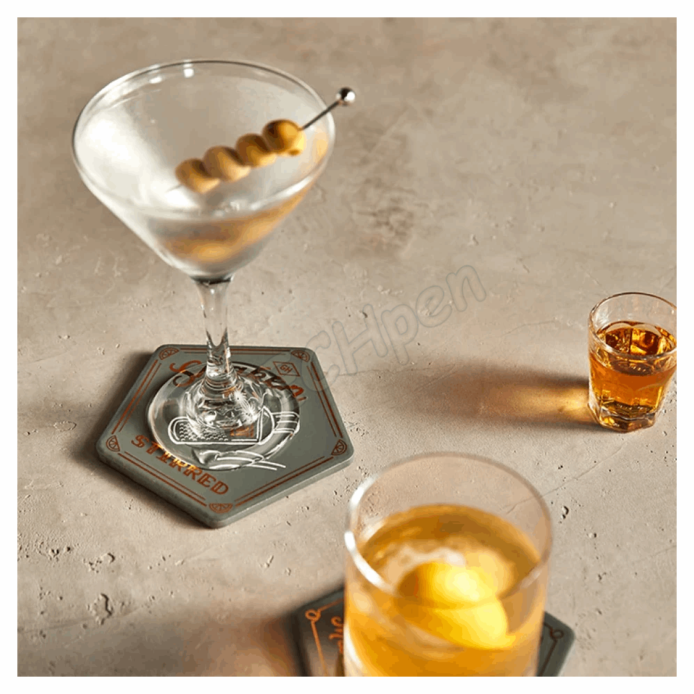 GENTLEMENS PU COASTER SET OF 4 - COCKTAIL GEN642