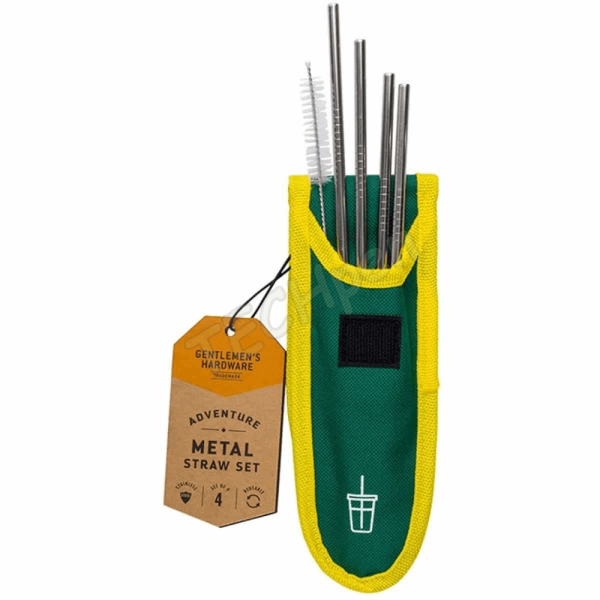 GENTLEMENS TRAVEL METAL STRAW SET