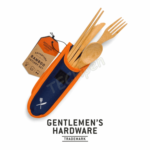 GENTLEMENS TRAVEL BAMBOO CUTLERY SET