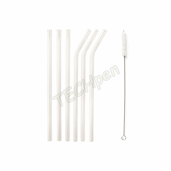 KIKKERLAND CLEAR REUSABLE GLASS STRAWS SET