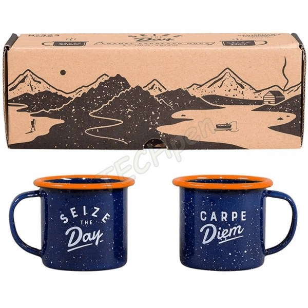 GENTLEMENS SET OF TWO ENAMEL ESPRESSO MUGS GΕΝ323