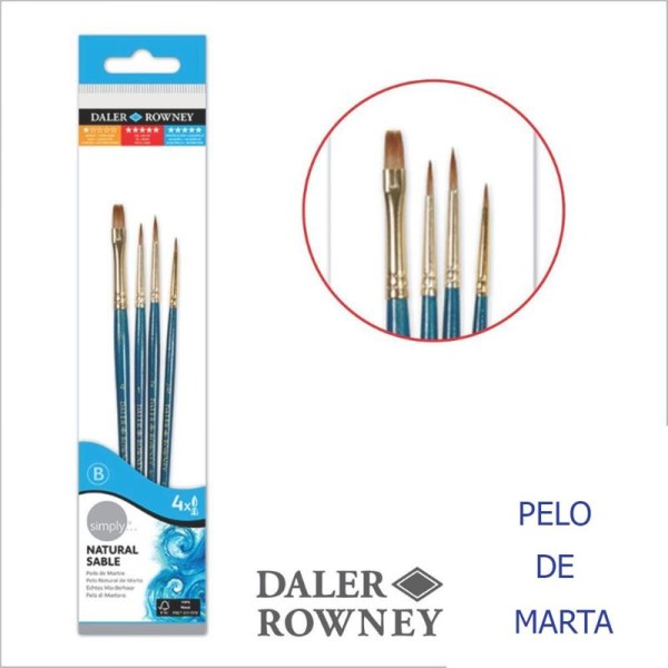 DALER ROWNEY NATURAL SABLE SHORT HANDLED 4 PC 216910401