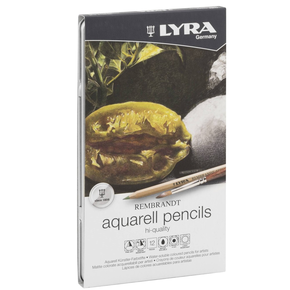 LYRA ΞΥΛΟΜΠΟΓΙΕΣ REMBRANDT AQUARELL ΣΕΤ 12τμχ ΣΕ ΜΕΤΑΛΛΙΚΗ ΚΑΣΕΤΙΝΑ NATURAL COLORS 002011120