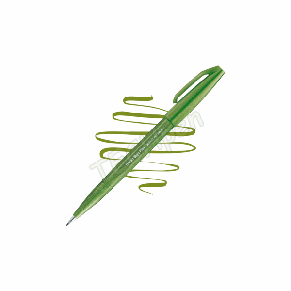 PENTEL TOUCH BRUSH SING PEN OLIVE GREEN SES15CD2X