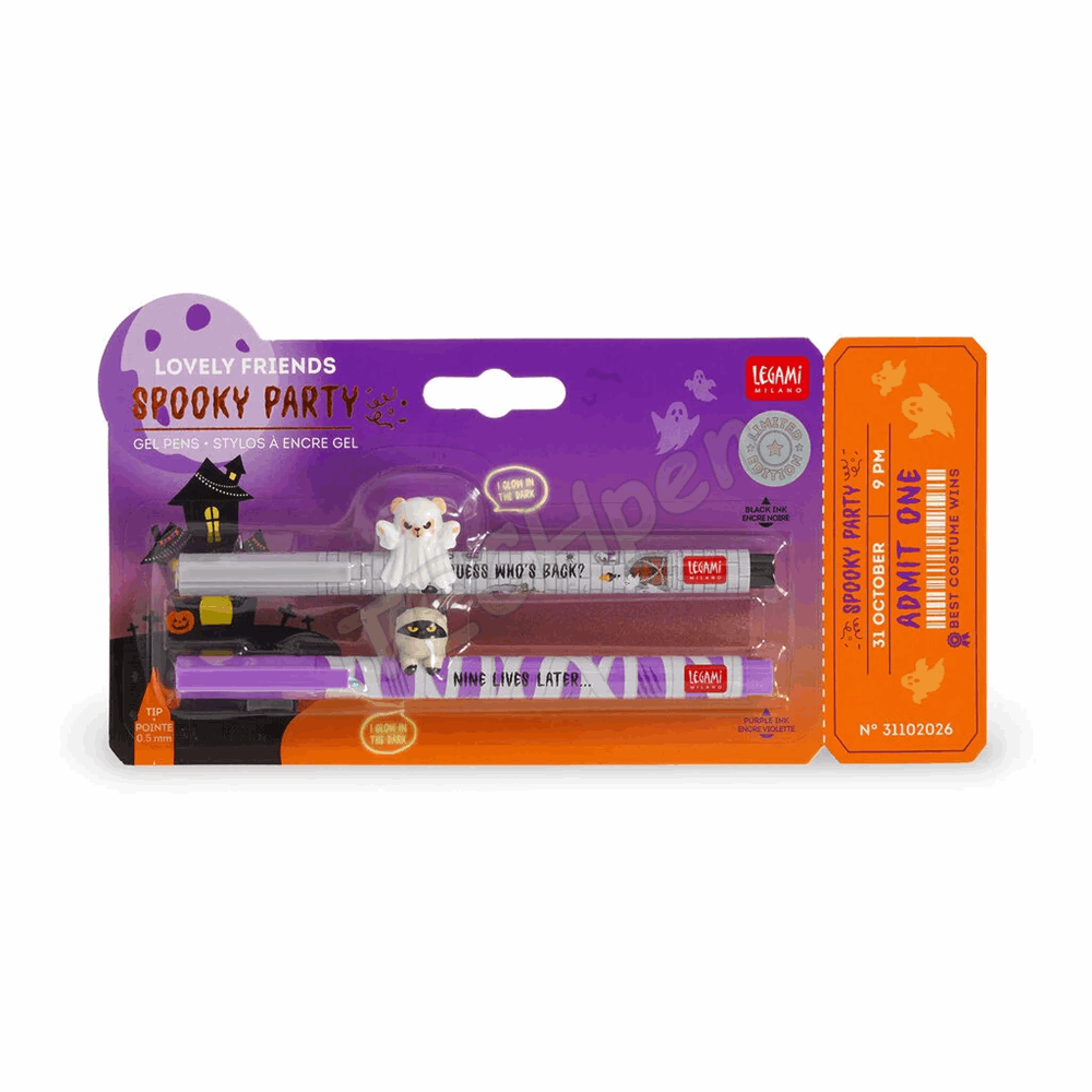 LEGAMI HALLOWEEN 2026 -  CPPSET3 SHAKE YOUR BONES - SPOOKY PARTY - 2 GEL PENS ANIMAL DECORATION - SECRET TRICK OR TREAT 2026 2+3 - 0,5 MM