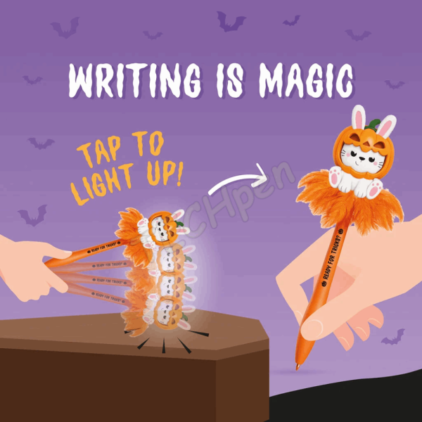 LEGAMI HALLOWEEN 2026 -  WIM0001 WRITING IS MAGIC - LIGHT-UP GEL PEN - BUNNY - PUMPKIN - 0,7 MM