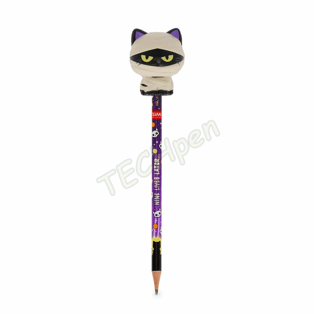 LEGAMI HALLOWEEN 2026 -  PSQ0009 SQUEEZIES - PENCIL WITH SQUISHY - KITTY - MUMMY - HB LEAD