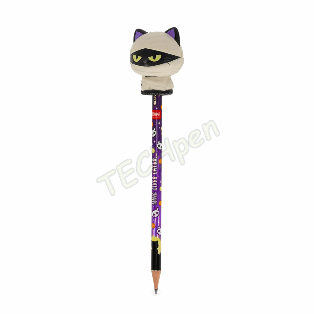 LEGAMI HALLOWEEN 2026 -  PSQ0009 SQUEEZIES - PENCIL WITH SQUISHY - KITTY - MUMMY - HB LEAD