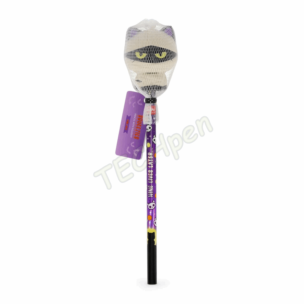 LEGAMI HALLOWEEN 2026 -  PSQ0009 SQUEEZIES - PENCIL WITH SQUISHY - KITTY - MUMMY - HB LEAD
