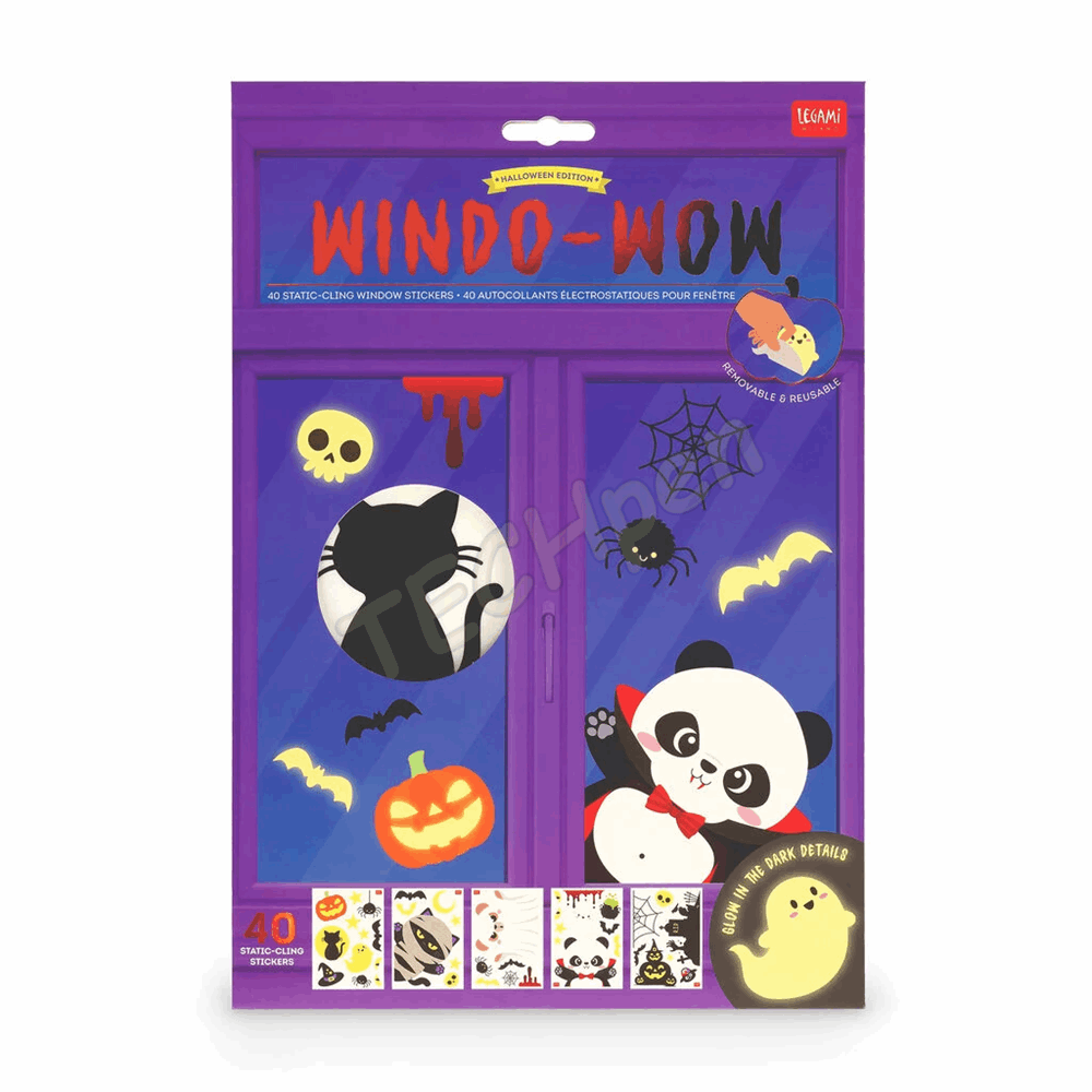 LEGAMI HALLOWEEN 2026 -  WDS0003 WINDO-WOW - 40 STATIC CLING STICKERS - HALLOWEEN