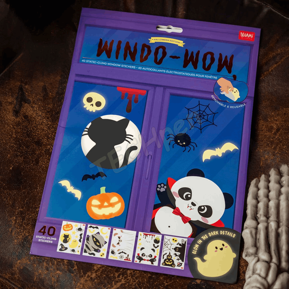 LEGAMI HALLOWEEN 2026 -  WDS0003 WINDO-WOW - 40 STATIC CLING STICKERS - HALLOWEEN