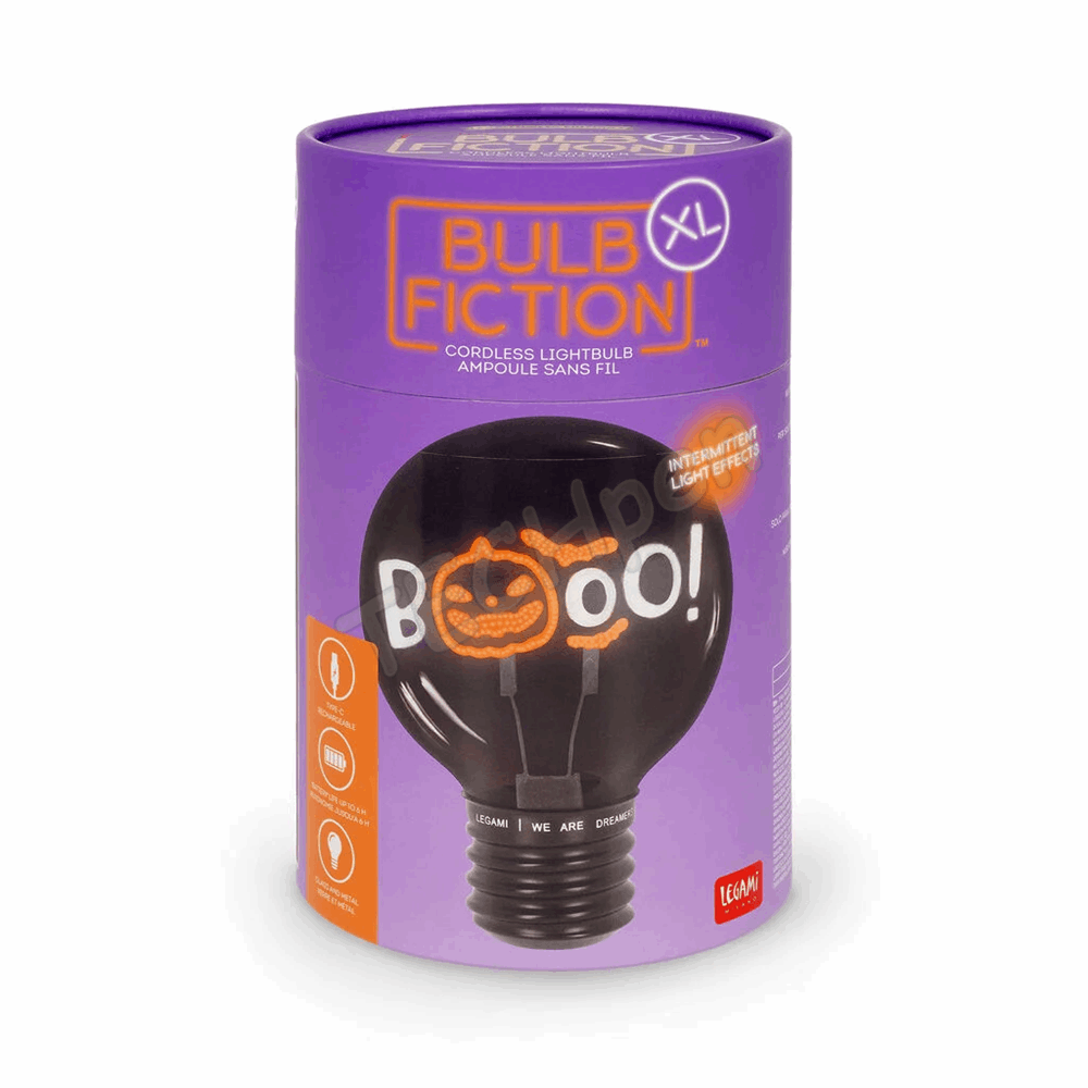 LEGAMI HALLOWEEN 2026 -  CLB0022 BULB FICTION - LIGHT-BULB SHAPED TABLE LAMP - PUMPKIN - BOOO!